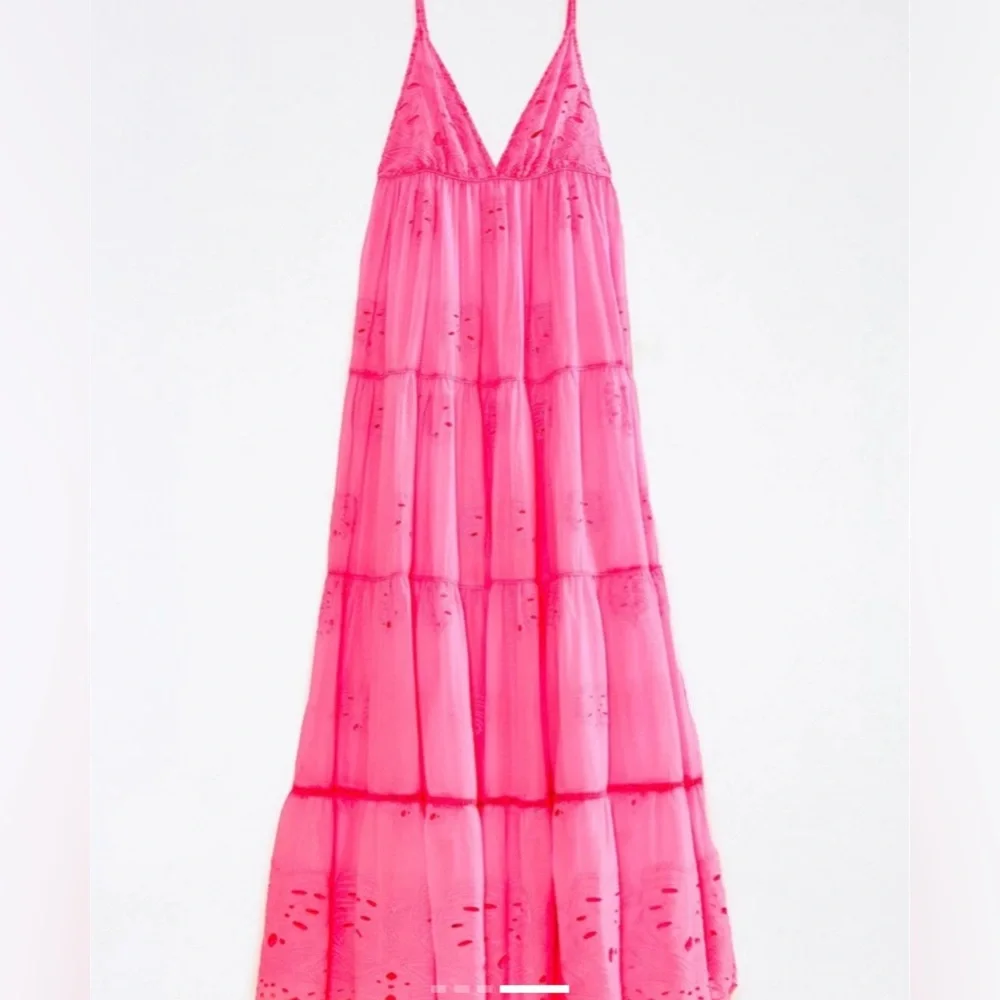 Farm Rio Neon Pink Maxi Dress, SMALL NWT - Picture 4 of 10